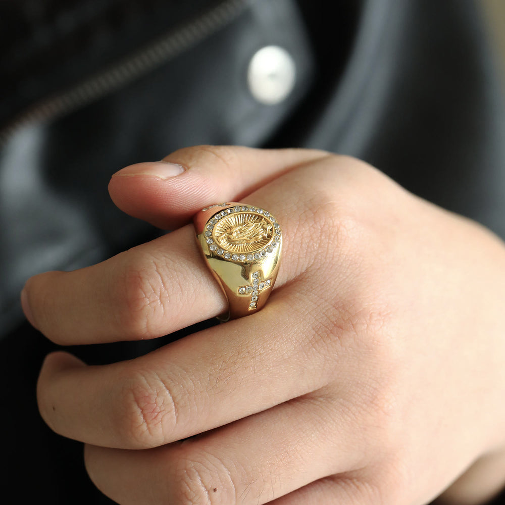 Virgin Mary Stainless Steel Ring Cross Sign Catholic Rings for Religious Jewelry - image 2