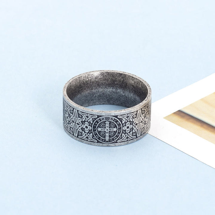 Christianartworkshop Vintage St. Benedict Catholic Ring - UK Size Z（US 13） - image 0