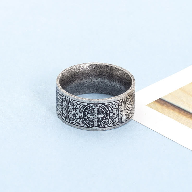 Vintage St. Benedict Catholic Ring - US13 - image 1