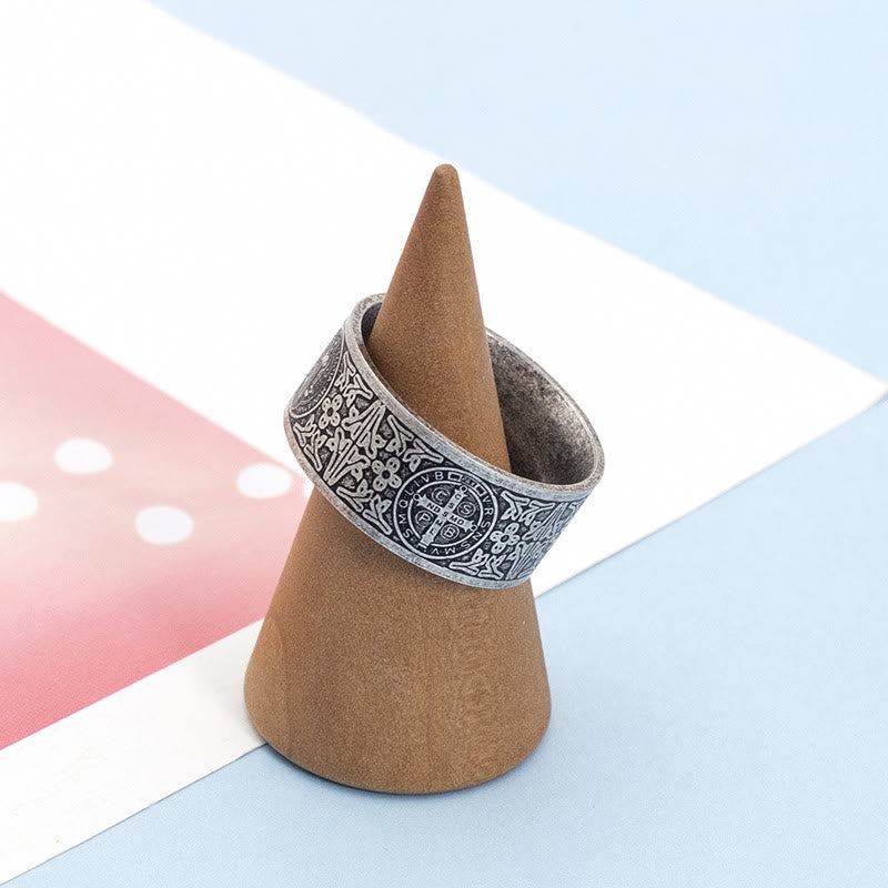 Vintage St. Benedict Catholic Ring - image 4