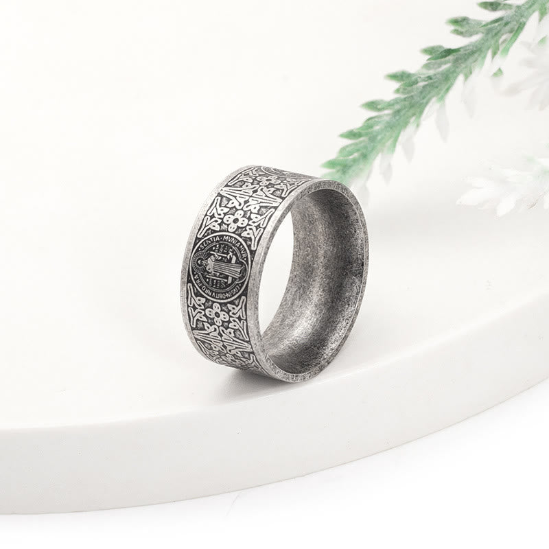 Vintage St. Benedict Catholic Ring - image 2