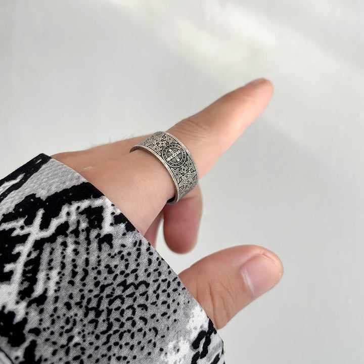 Vintage St. Benedict Catholic Ring - image 3