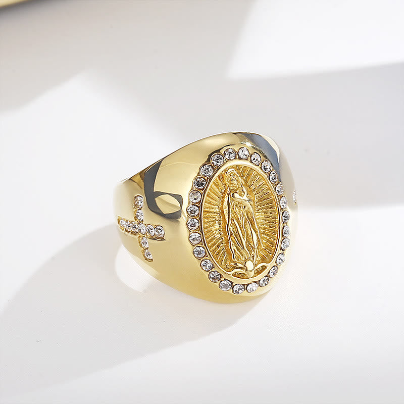 Virgin Mary Stainless Steel Ring Cross Sign Catholic Rings for Religious Jewelry - image 3