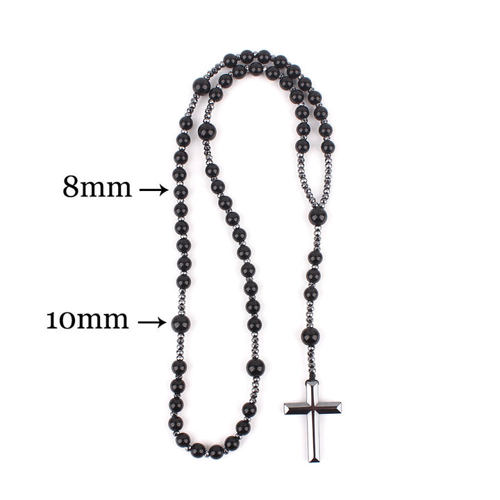 Christianartworkshop Agate/Tiger's Eye Stone Cross Catholic Rosary - image 7