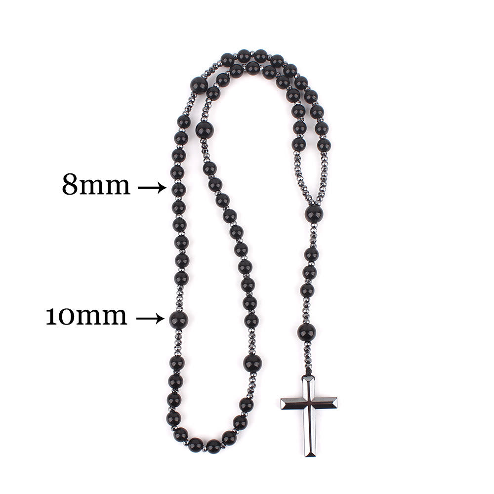 Agate/Tiger's Eye Stone Cross Catholic Rosary - image 8