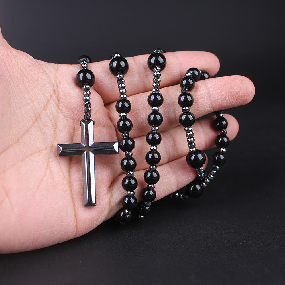 Agate/Tiger's Eye Stone Cross Catholic Rosary - image 7
