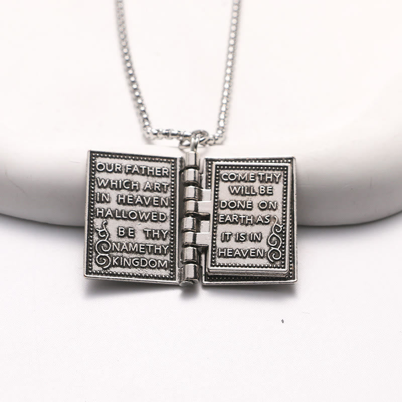 Turnable Holy Bible Pendant Christian Necklace - image 2