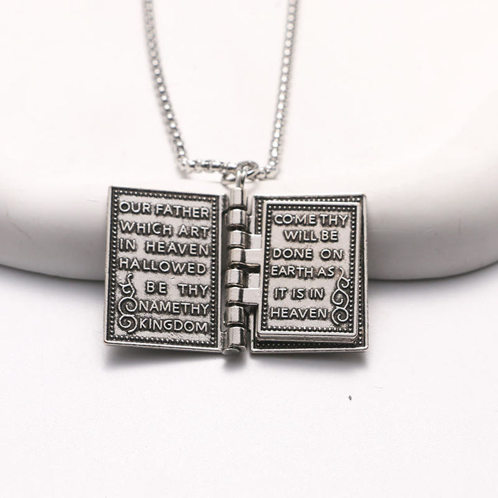Turnable Holy Bible Pendant Christian Necklace - image 2