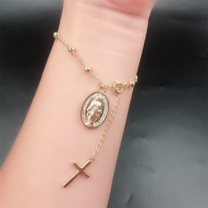 Christianartworkshop Virgin Mary Medal & Cross Adjustable Simple Casual Bracelet - image 7