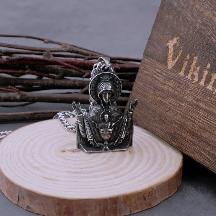 Virgin Mary Prayer Pendant Necklace Stainless Steel Catholic Medallion Protecion Chain - image 4