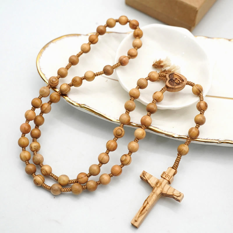 Handmade Olive Wood Quality Praying Rosary - 8mm Olive Beads - image 1
