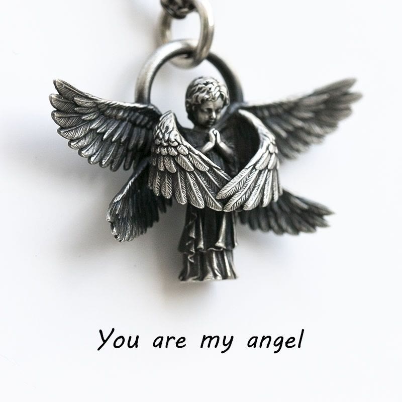 Praying Angel Wing Pendant Good Luck Necklace - image 2