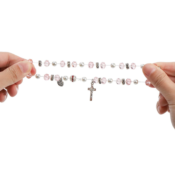 Christianartworkshop Crystal Beads Stretch Bracelet with Crucifix and Miraculous Medal - image 4