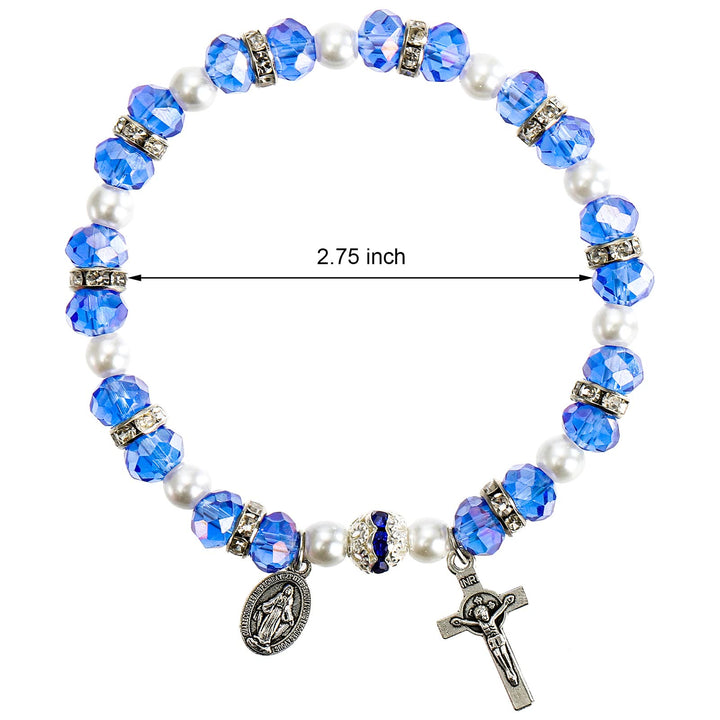 Christianartworkshop Crystal Beads Stretch Bracelet with Crucifix and Miraculous Medal - image 6