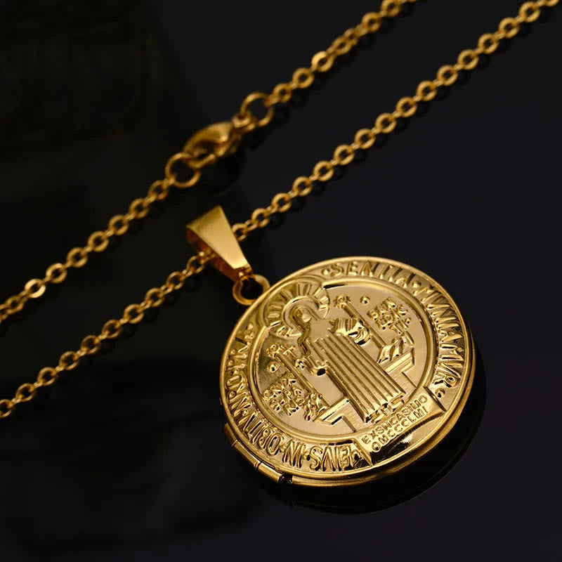 Christianartworkshop Classic St. Benedict Pendant Titanium Necklace - Golden - image 1
