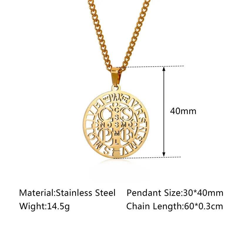 St. Benedict Symbol Openwork Pendant Necklace - image 10