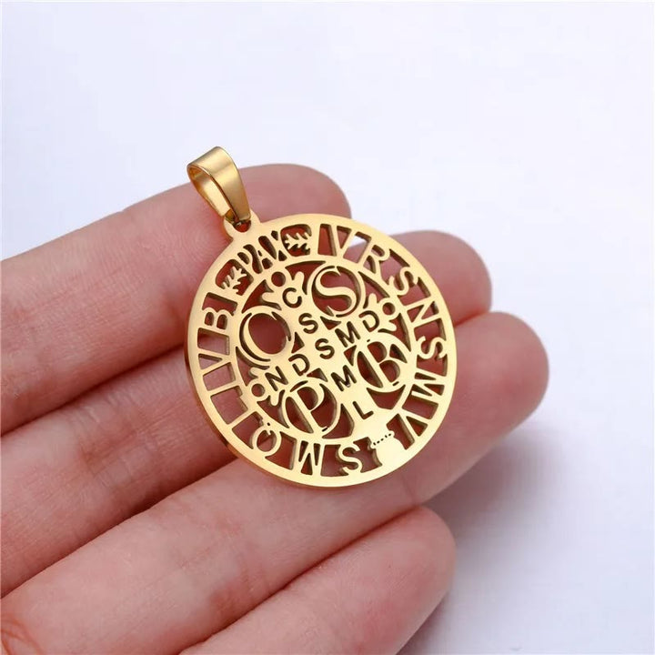 St. Benedict Symbol Openwork Pendant Necklace - image 7