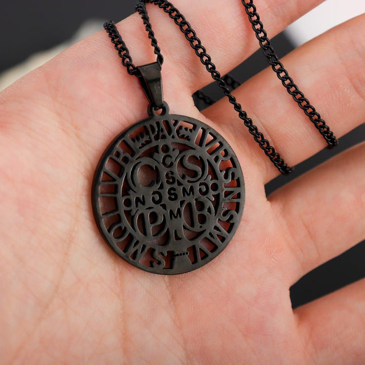 St. Benedict Symbol Openwork Pendant Necklace - image 9