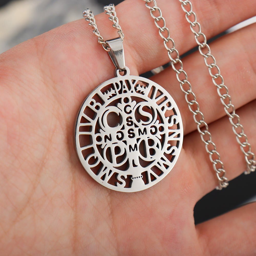 St. Benedict Symbol Openwork Pendant Necklace - image 9