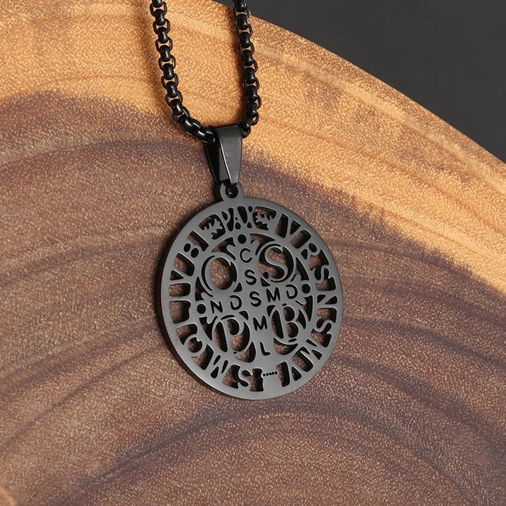 St. Benedict Symbol Openwork Pendant Necklace - Black - image 3