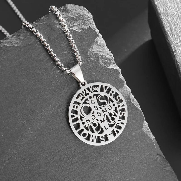 St. Benedict Symbol Openwork Pendant Necklace - Metallic - image 1