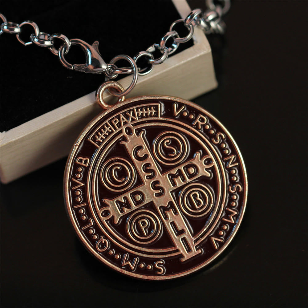 Christianartworkshop Dual-Sided St. Benedict Medal Necklace (4 color) - Bronze - image 1
