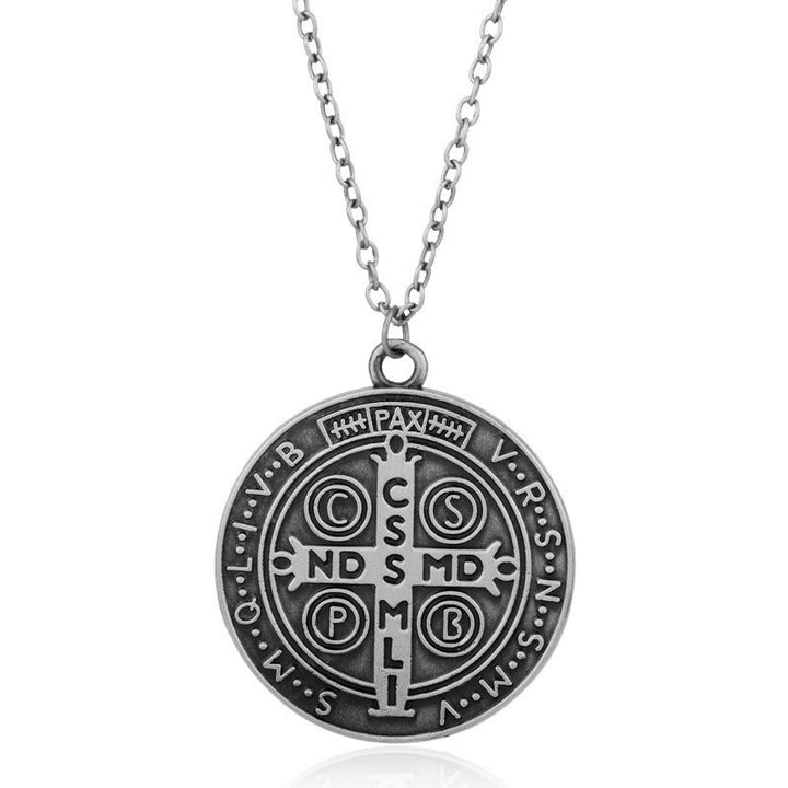 Christianartworkshop Dual-Sided St. Benedict Medal Necklace (4 color) - Silver - image 2