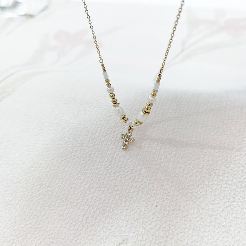 Freshwater Pearl Cross Necklace - image 6