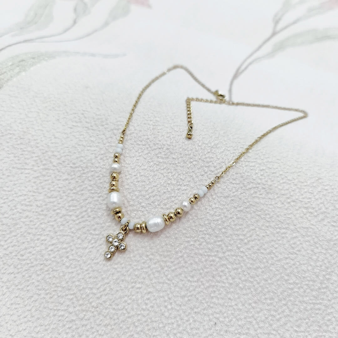 Freshwater Pearl Cross Necklace - image 5