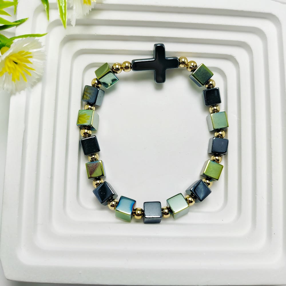 Christianartworkshop Cross Dazzle Black Sparkle Bracelet - Olive Green - image 2