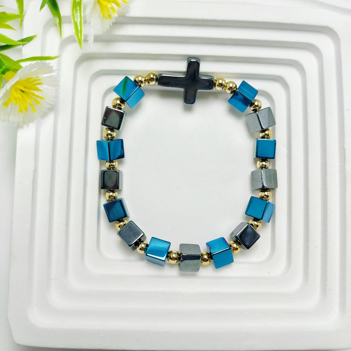 Christianartworkshop Cross Dazzle Black Sparkle Bracelet - Lake Blue - image 3
