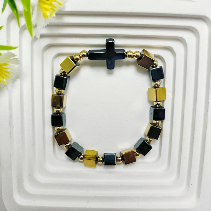 Christianartworkshop Cross Dazzle Black Sparkle Bracelet - Khaki - image 5