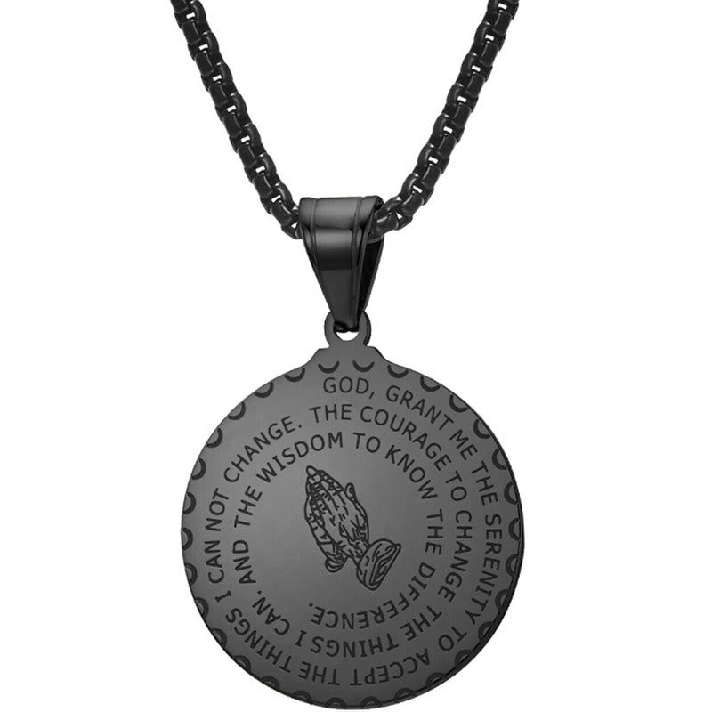 Christianity Praying Hands Round Plaque Necklace - image 6