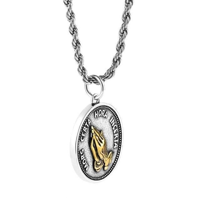 Cubic Praying Hands Charm Necklace - image 6