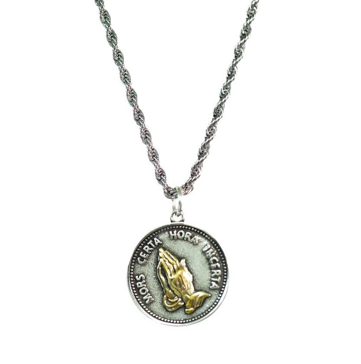 Cubic Praying Hands Charm Necklace - image 5