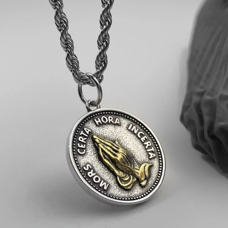 Cubic Praying Hands Charm Necklace - Praying Hands - image 1
