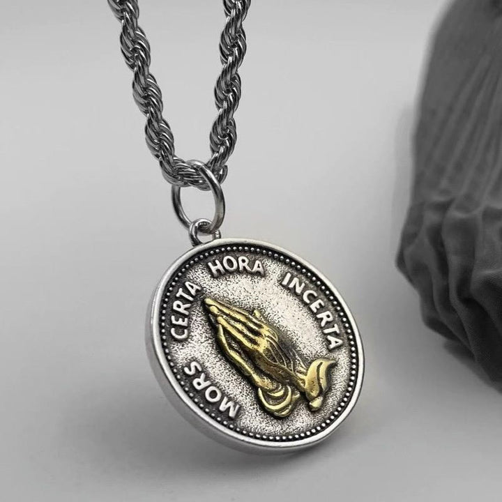 Cubic Praying Hands Charm Necklace - Praying Hands - image 1