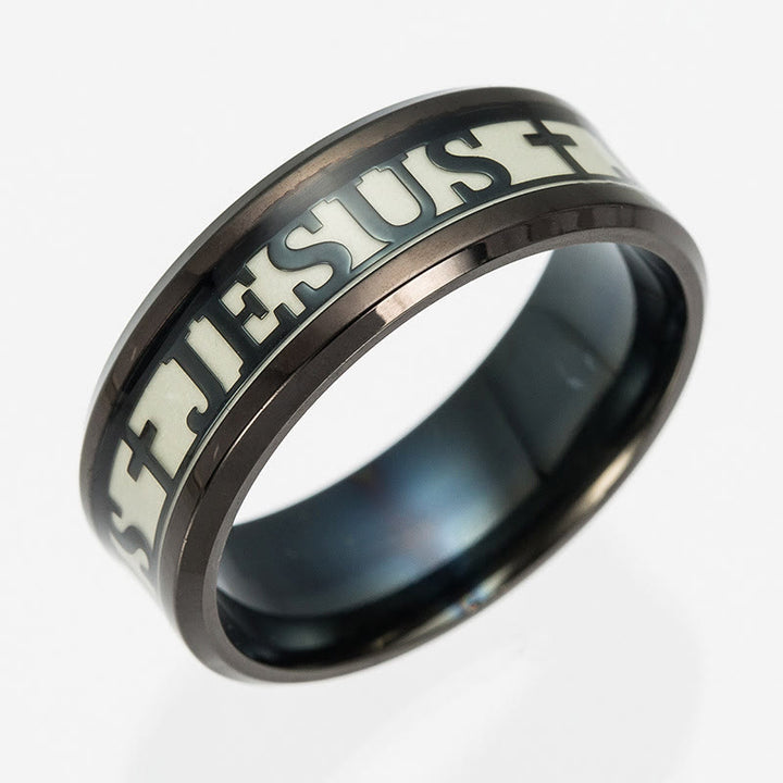Luminous "JESUS" Printed Stainless Steel Ring - image 8