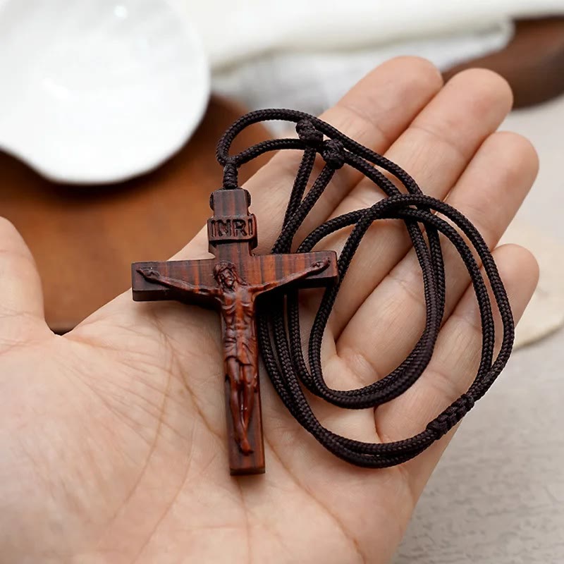 Christianartworkshop Jesus Crucifix Wooden Necklace - image 3