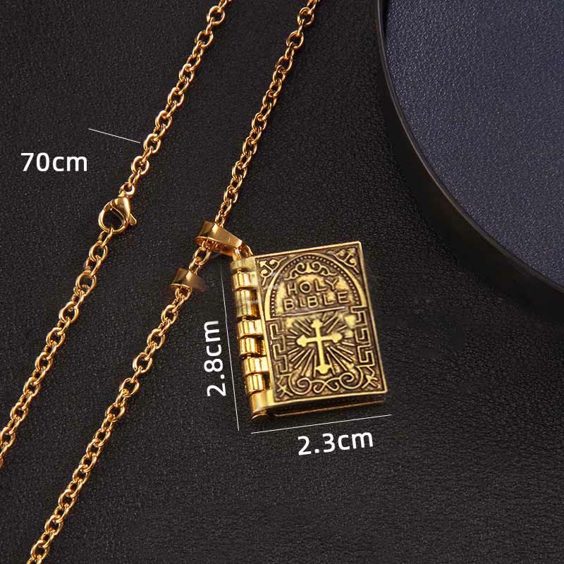 Turnable Cross Holy Bible Pendant Quality Necklace - image 6