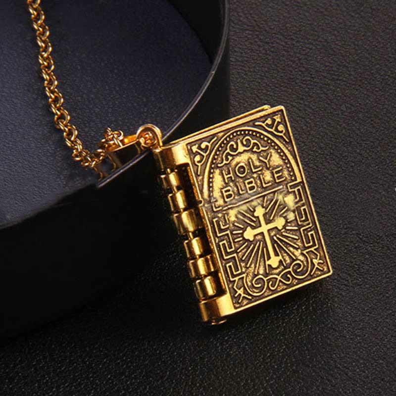 Turnable Cross Holy Bible Pendant Quality Necklace - image 3