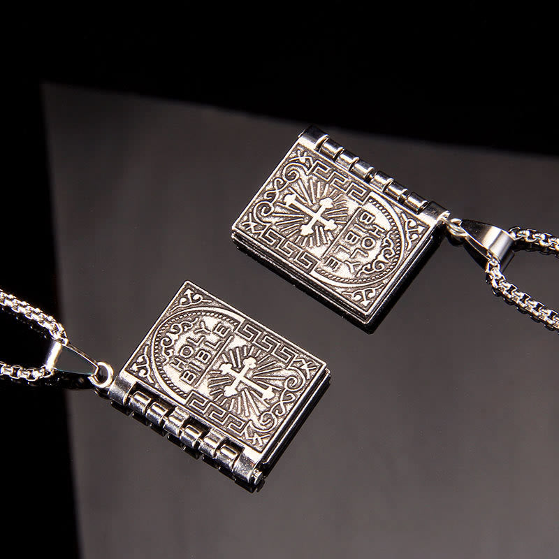 Turnable Cross Holy Bible Pendant Quality Necklace - image 8