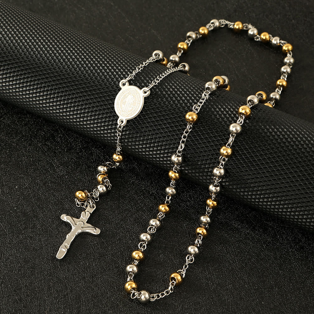 Stainless Steel Beads St. Benedict Crucifix Rosary - Multicolor - image 0