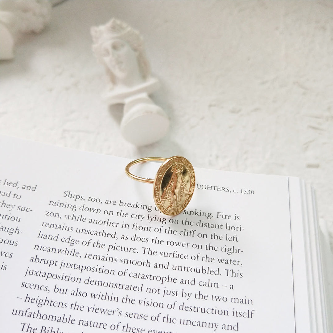 Christianartworkshop S925 Sterling Silver Miraculous Mary Bless Protection Ring - image 1