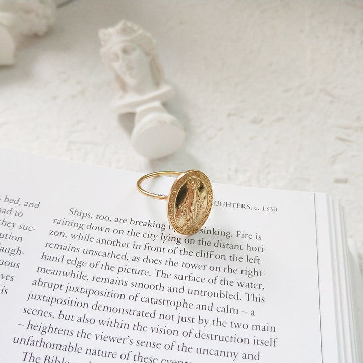 Christianartworkshop S925 Sterling Silver Miraculous Mary Bless Protection Ring - image 1