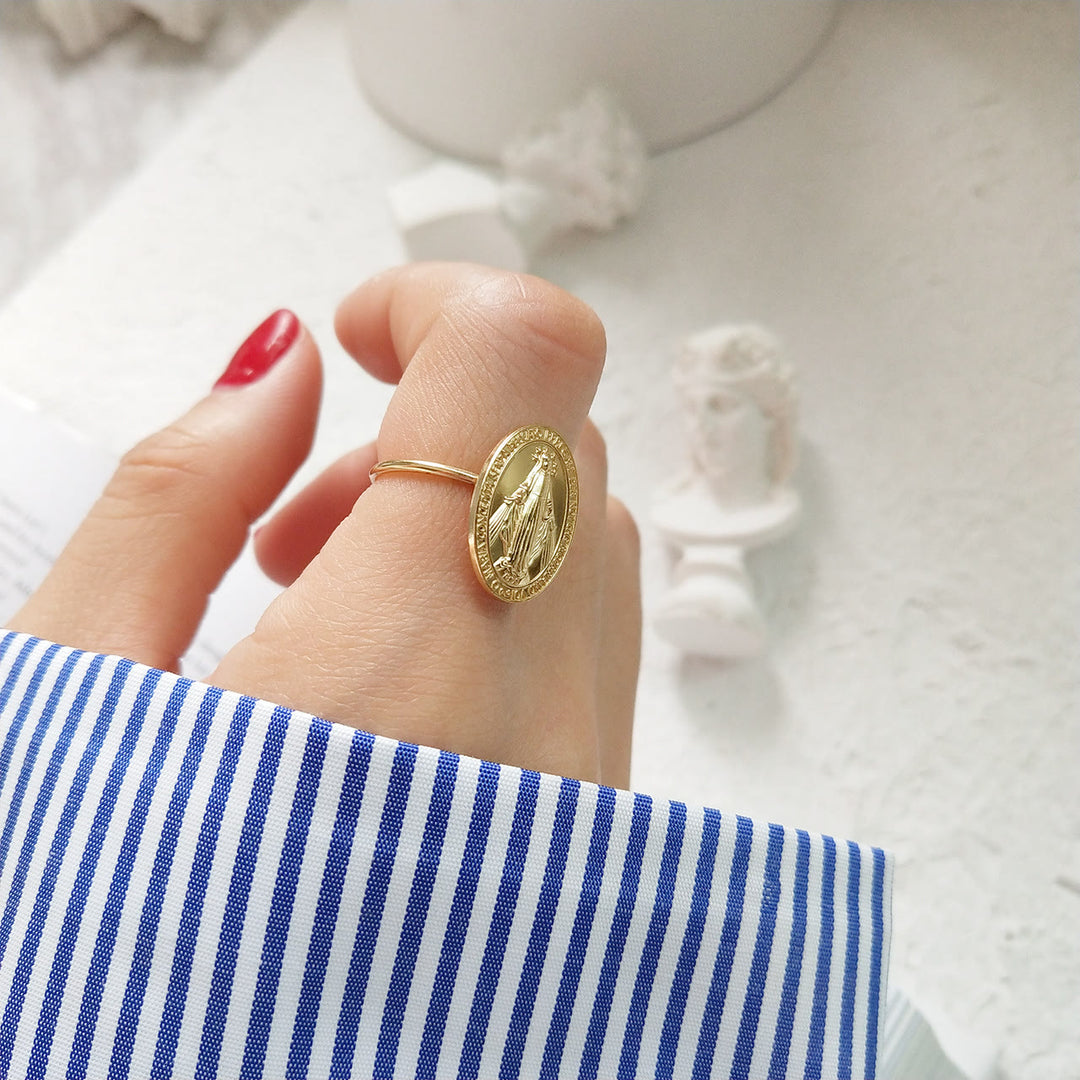 Christianartworkshop S925 Sterling Silver Miraculous Mary Bless Protection Ring - image 5