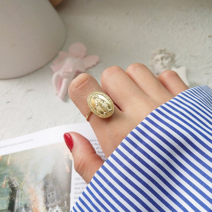 Christianartworkshop S925 Sterling Silver Miraculous Mary Bless Protection Ring - image 7