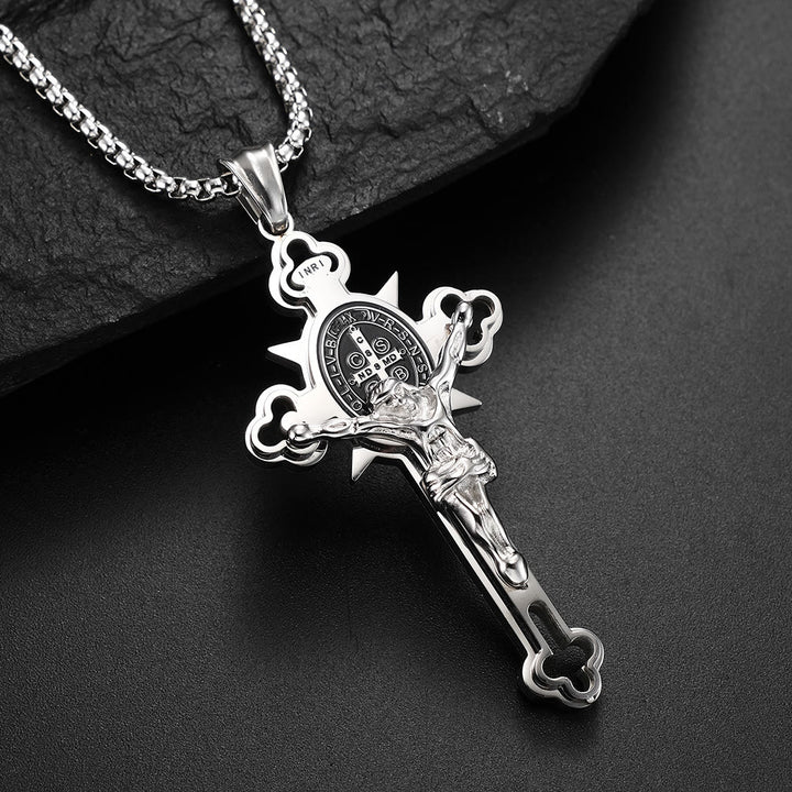 Christianartworkshop St. Benedict Symbol Crucifix Necklace - Metallic - 29.52''/80cm - image 9