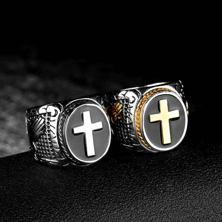 Christianartworkshop Retro Cross "Hand of God" Titanium Religion Ring - image 3