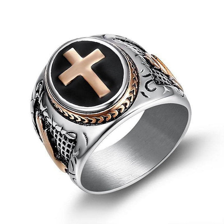 Christianartworkshop Retro Cross "Hand of God" Titanium Religion Ring - Rose gold - UK Size Z+2（US 15） - image 10